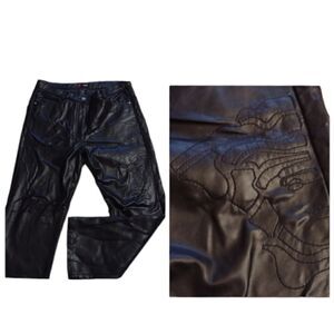 Versace Sport faux leather bootcut pants embroidered Medusa size 28